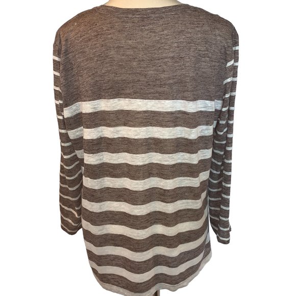 Madewell Linen Blend Striped 3/4 Sleeve Tee - Picture 7 of 8